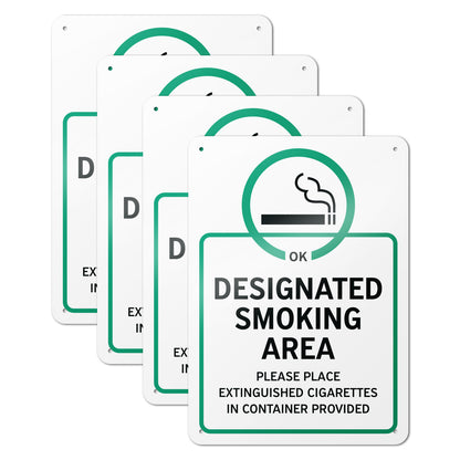 10 x 14in Aluminum Sign: designated Smoking Area