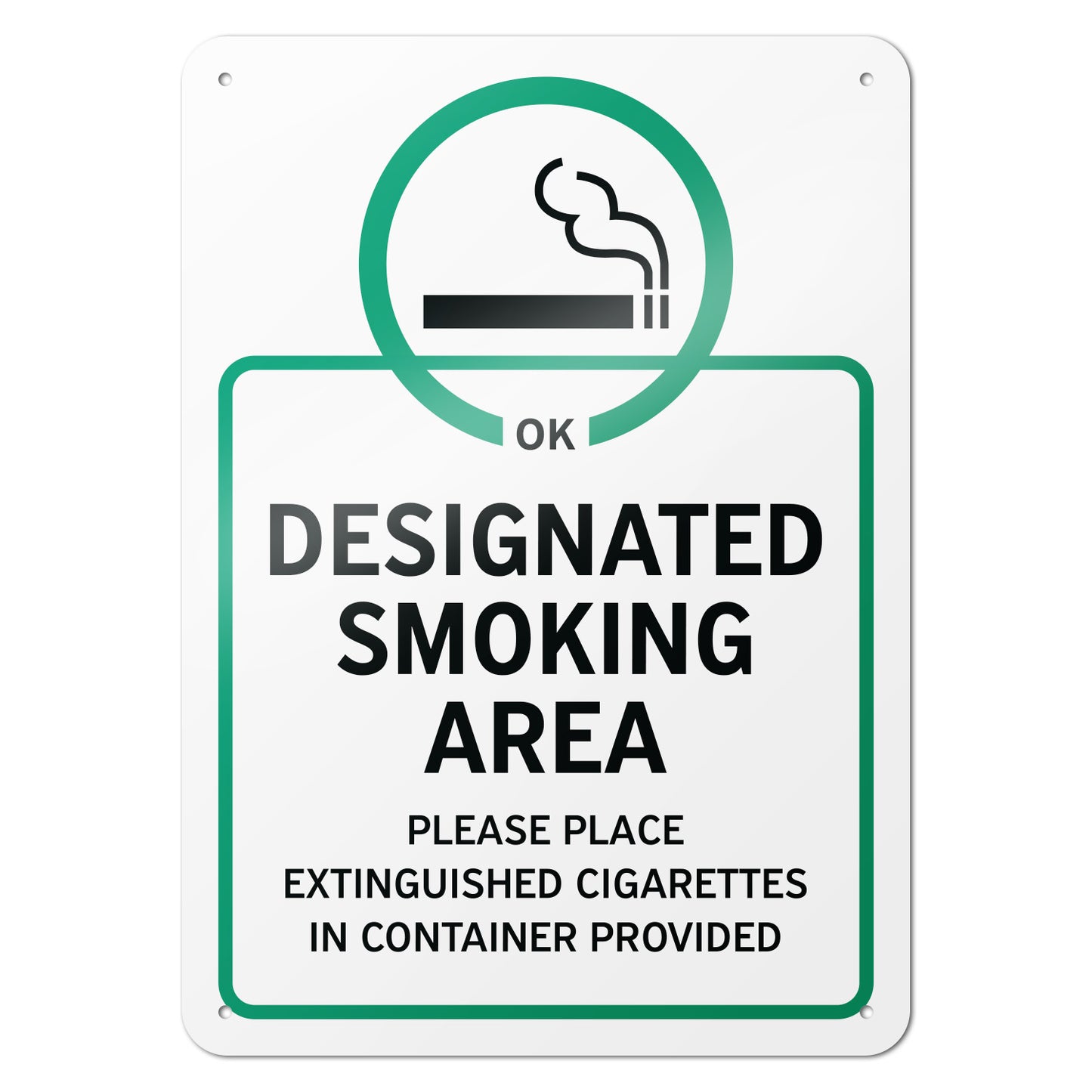 10 x 14in Aluminum Sign: designated Smoking Area