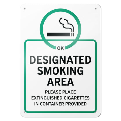 10 x 14in Aluminum Sign: designated Smoking Area