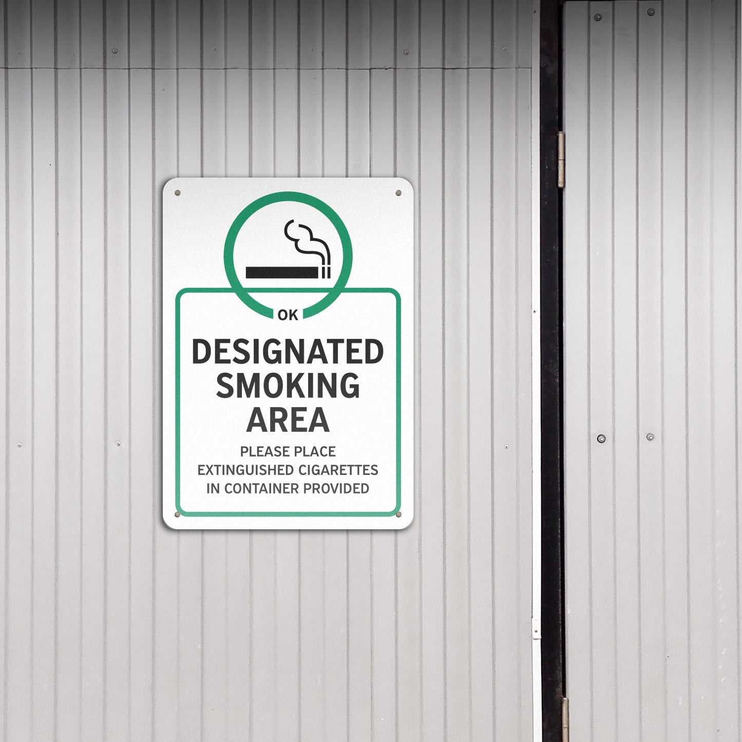 10 x 14in Aluminum Sign: designated Smoking Area