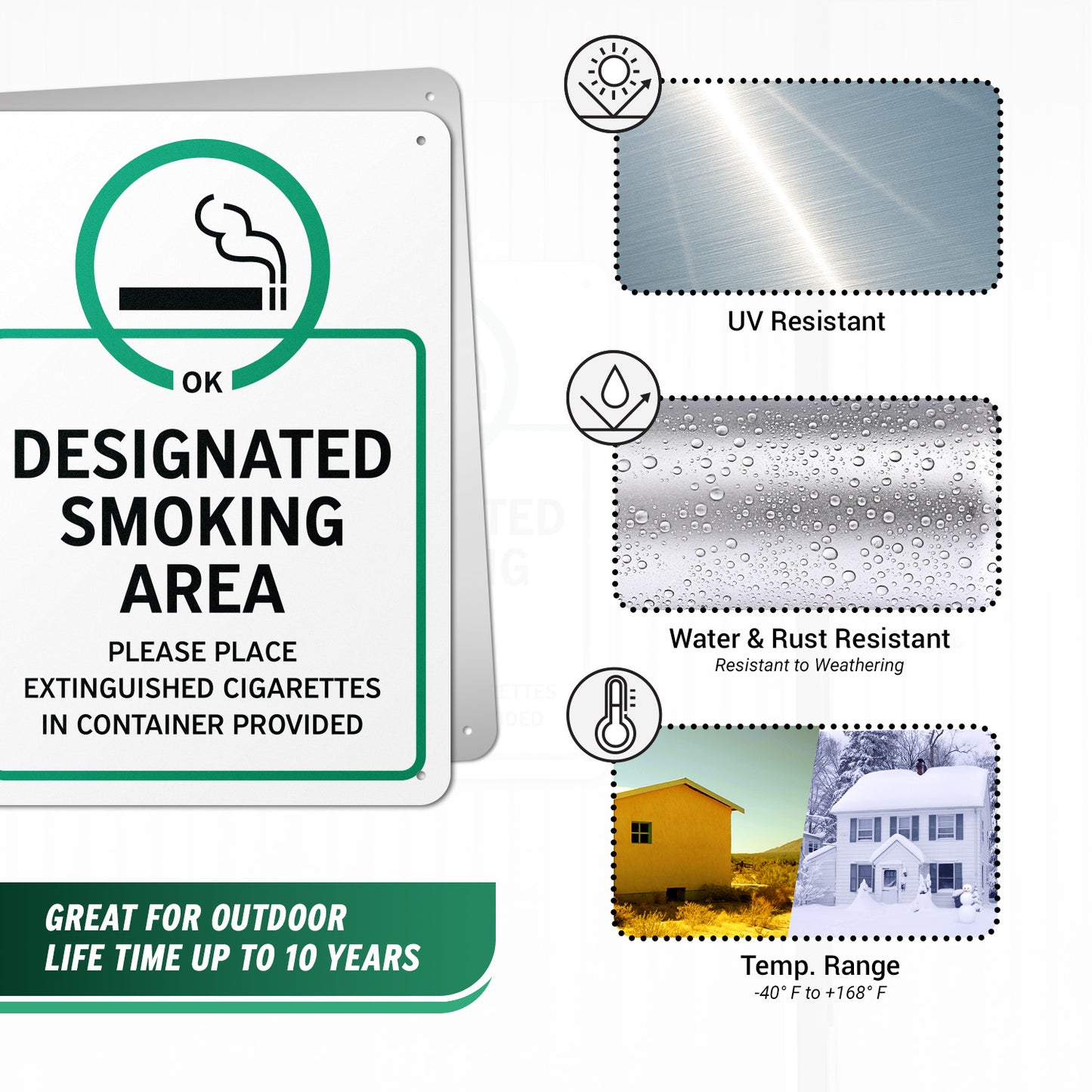 10 x 14in Aluminum Sign: designated Smoking Area