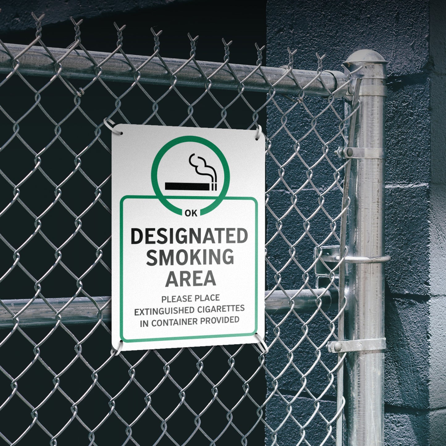 10 x 14in Aluminum Sign: designated Smoking Area