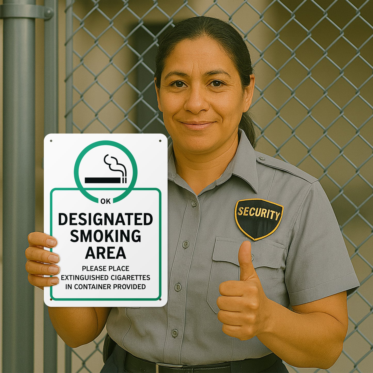 10 x 14in Aluminum Sign: designated Smoking Area