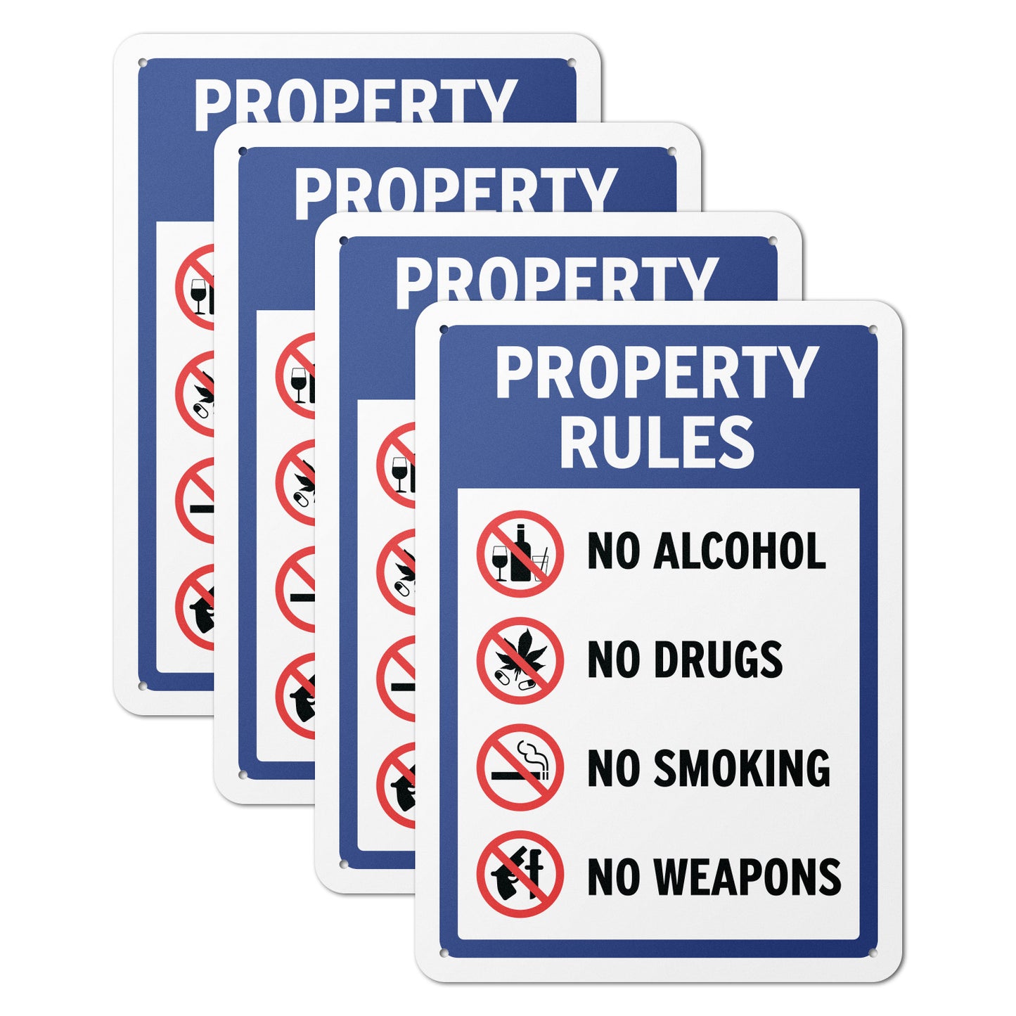 10 x 14in Property Rules Sign: No Alcohol, No Drugs, No Smoking, No Weapons