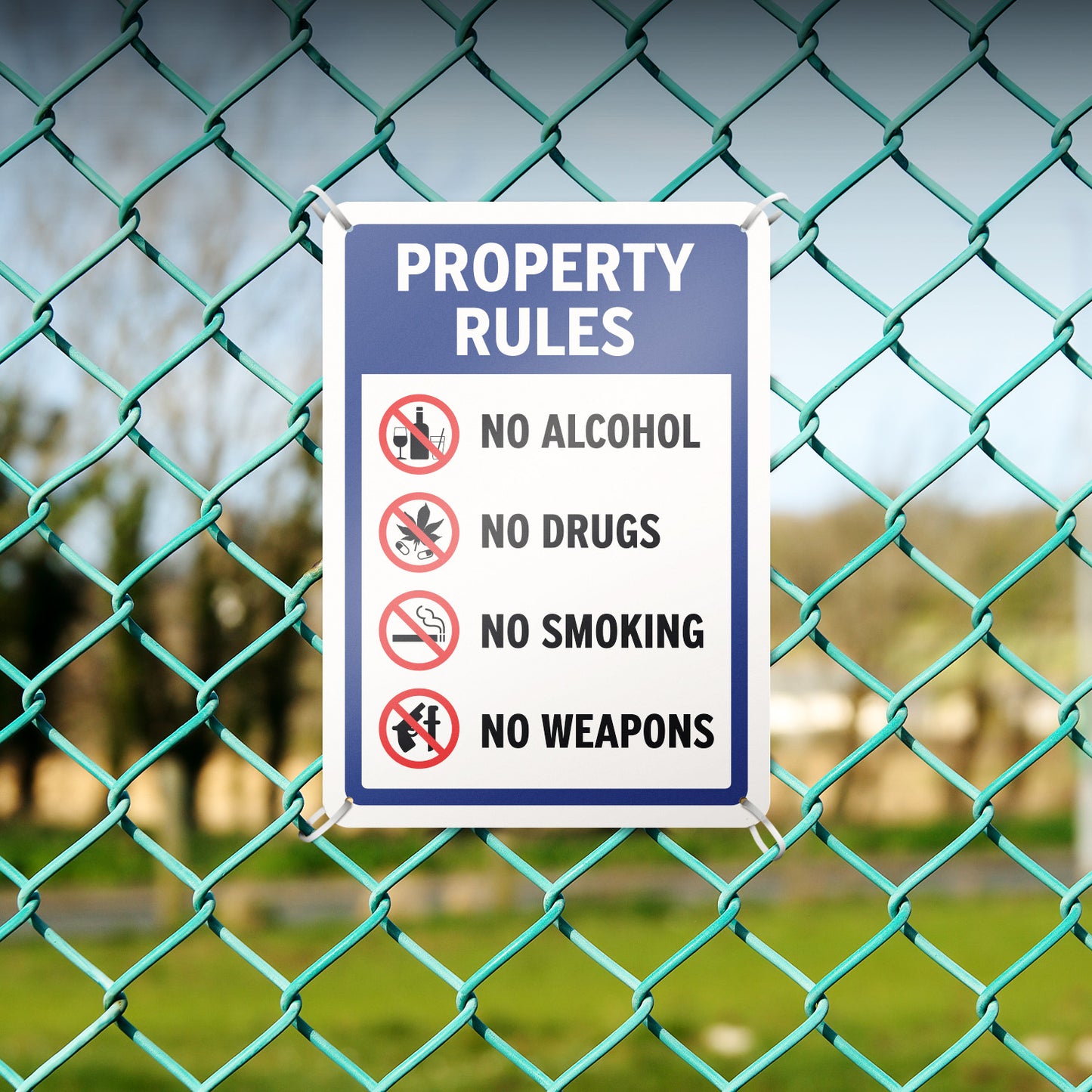 10 x 14in Property Rules Sign: No Alcohol, No Drugs, No Smoking, No Weapons