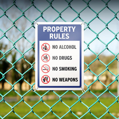 10 x 14in Property Rules Sign: No Alcohol, No Drugs, No Smoking, No Weapons