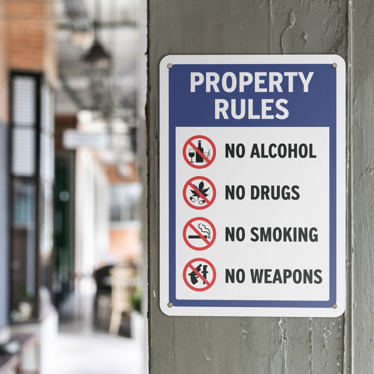 10 x 14in Property Rules Sign: No Alcohol, No Drugs, No Smoking, No Weapons