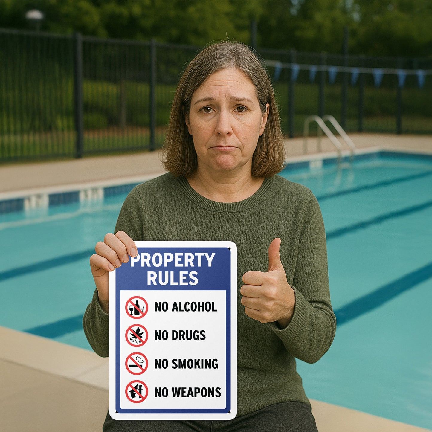 10 x 14in Property Rules Sign: No Alcohol, No Drugs, No Smoking, No Weapons
