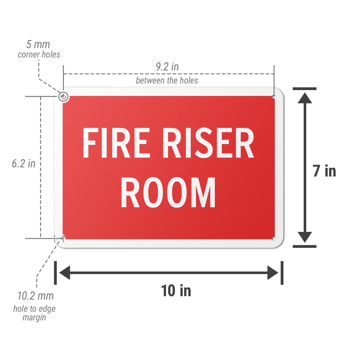 10 x 7in Aluminum Sign: Fire Riser Room Safety Warning