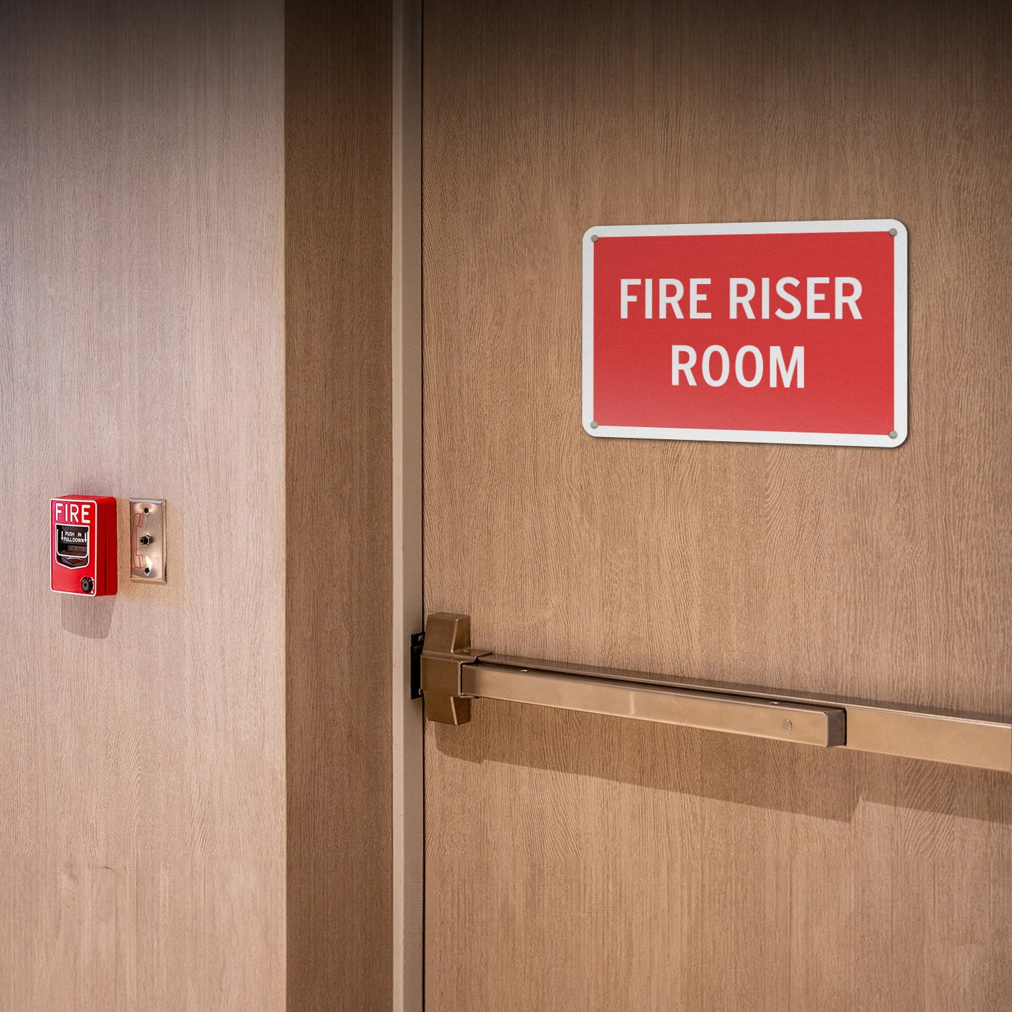 10 x 7in Aluminum Sign: Fire Riser Room Safety Warning