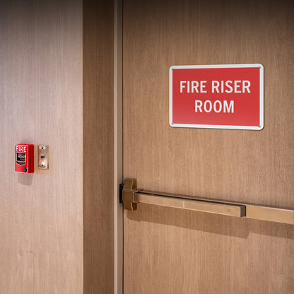 10 x 7in Aluminum Sign: Fire Riser Room Safety Warning