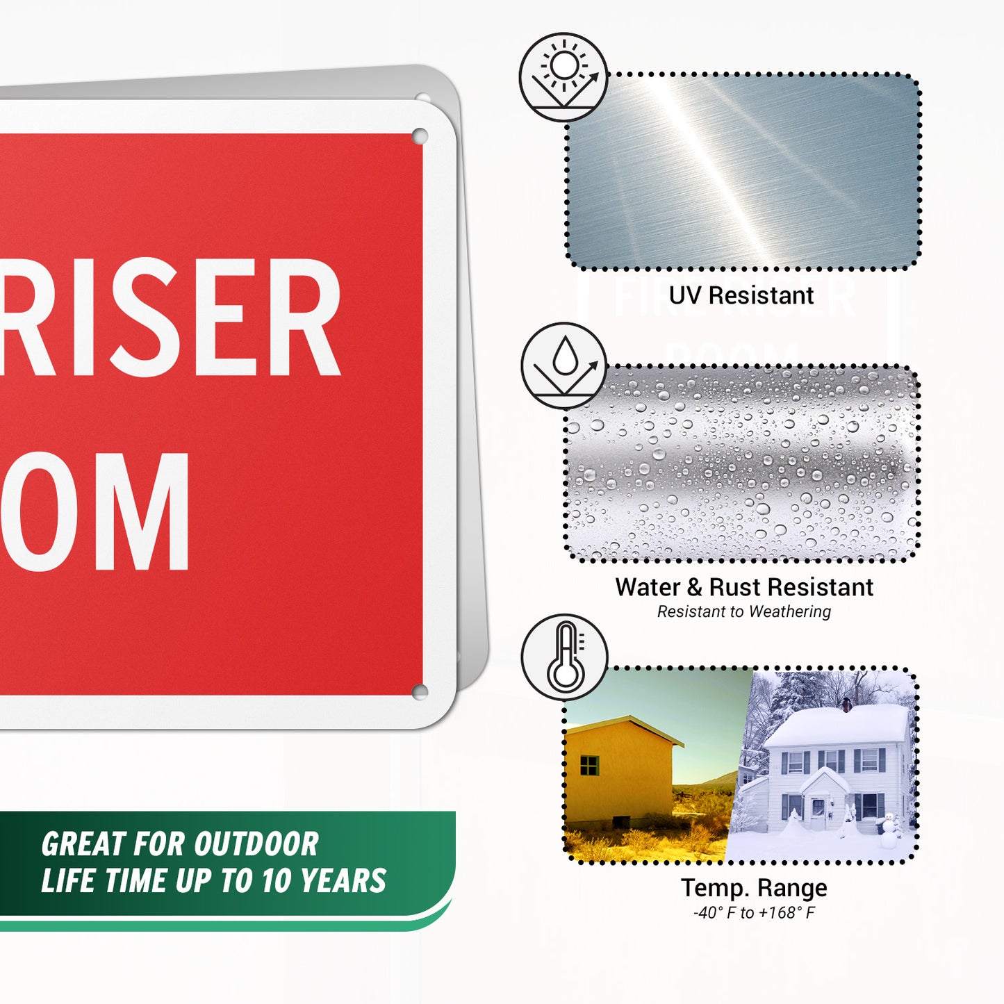 10 x 7in Aluminum Sign: Fire Riser Room Safety Warning