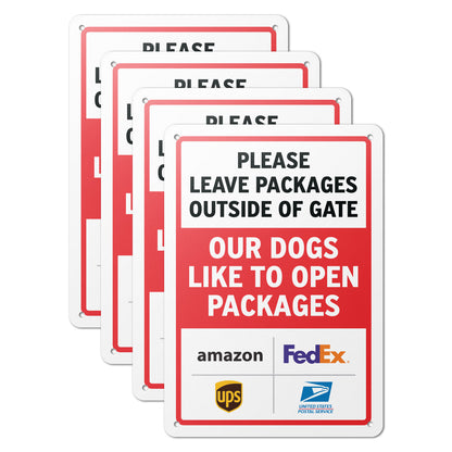 7 x 10in Deliveries Sign: Please Leave Packages Outside of Gate