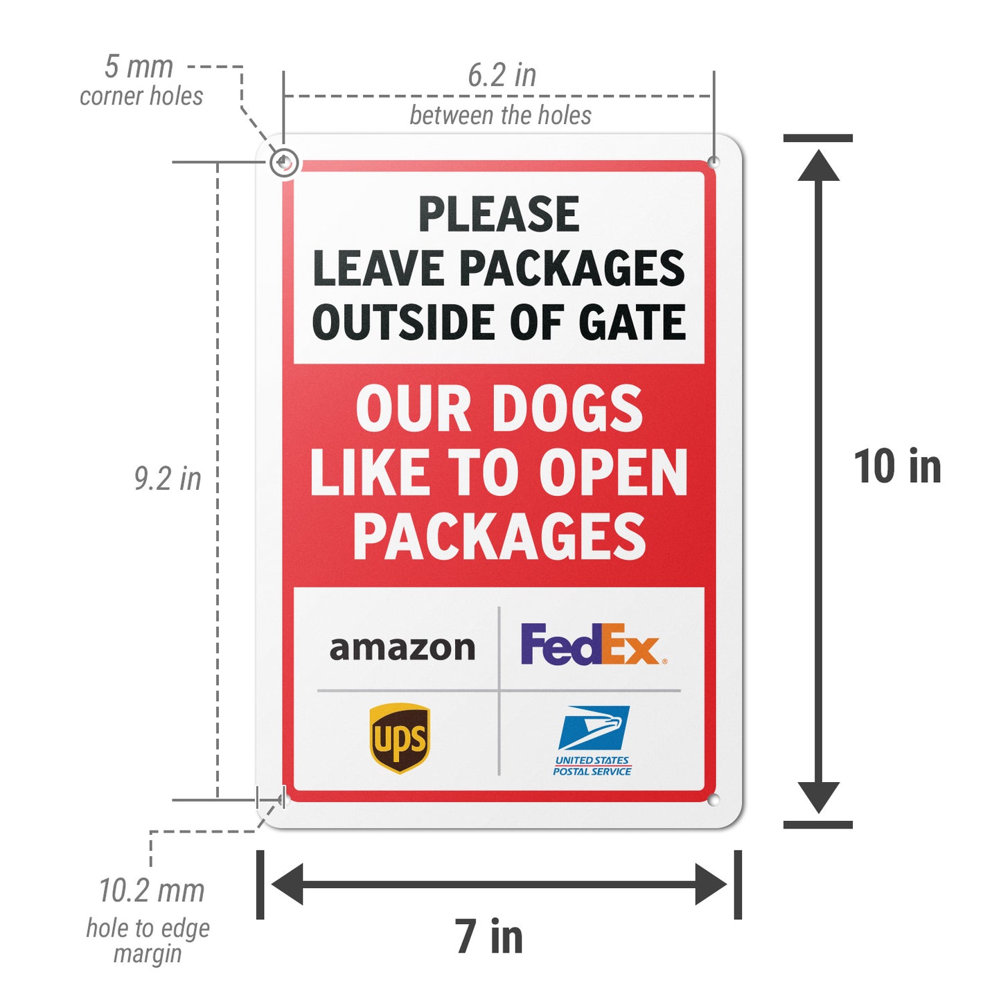 7 x 10in Deliveries Sign: Please Leave Packages Outside of Gate