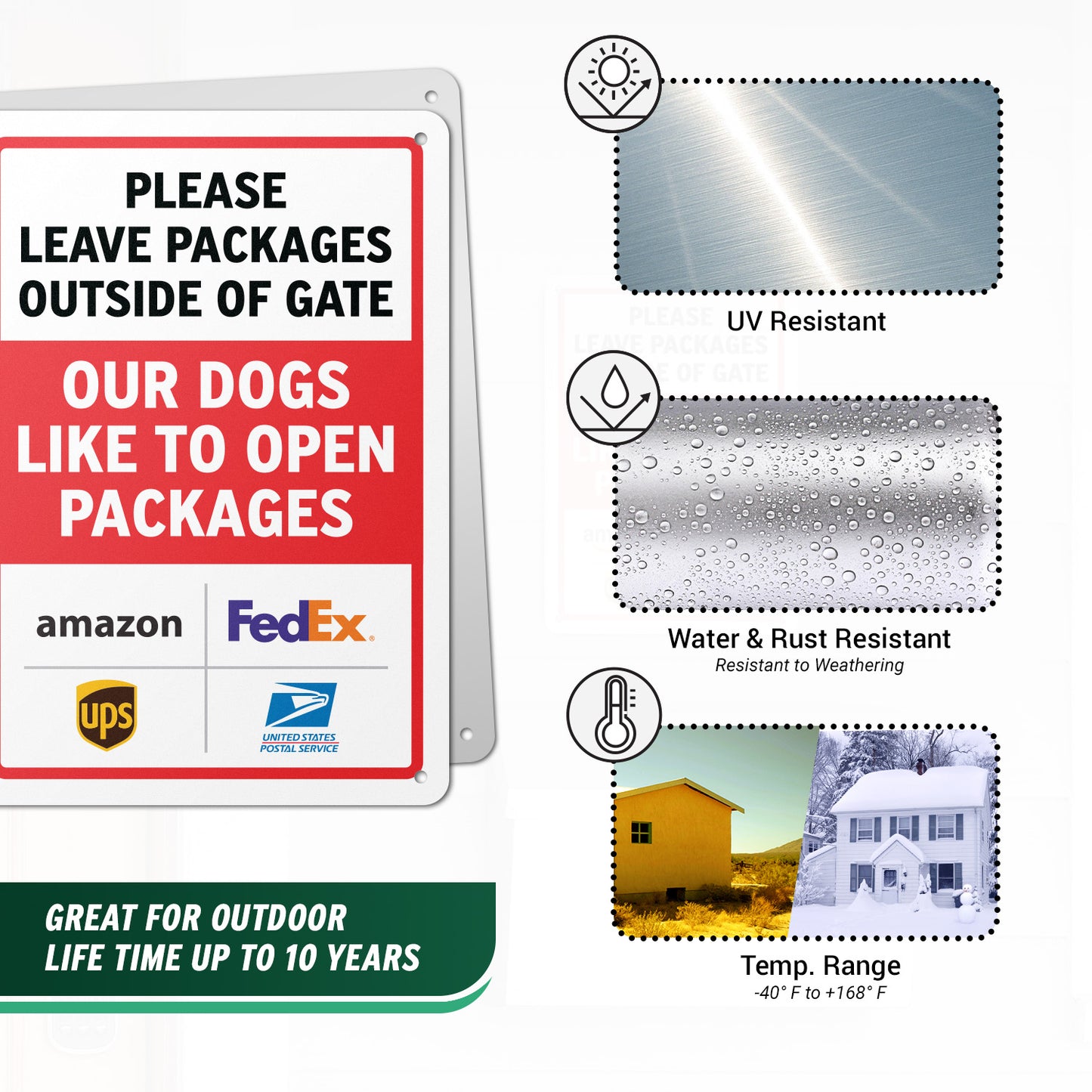 7 x 10in Deliveries Sign: Please Leave Packages Outside of Gate