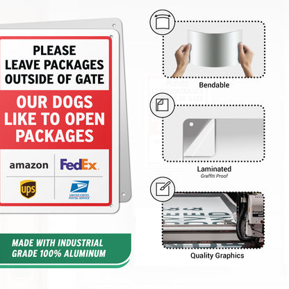 7 x 10in Deliveries Sign: Please Leave Packages Outside of Gate