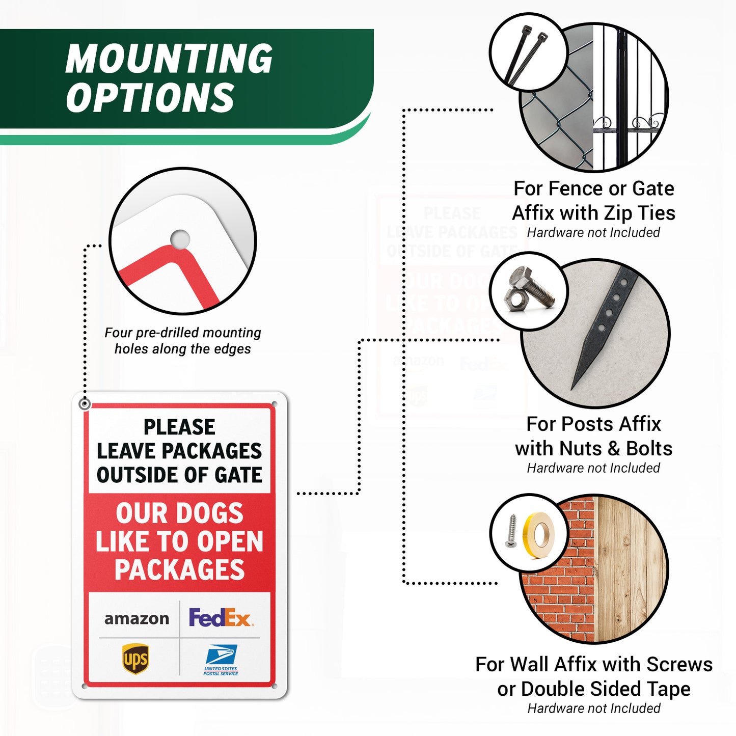 7 x 10in Deliveries Sign: Please Leave Packages Outside of Gate