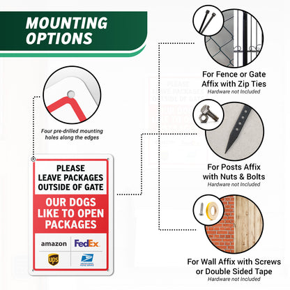7 x 10in Deliveries Sign: Please Leave Packages Outside of Gate