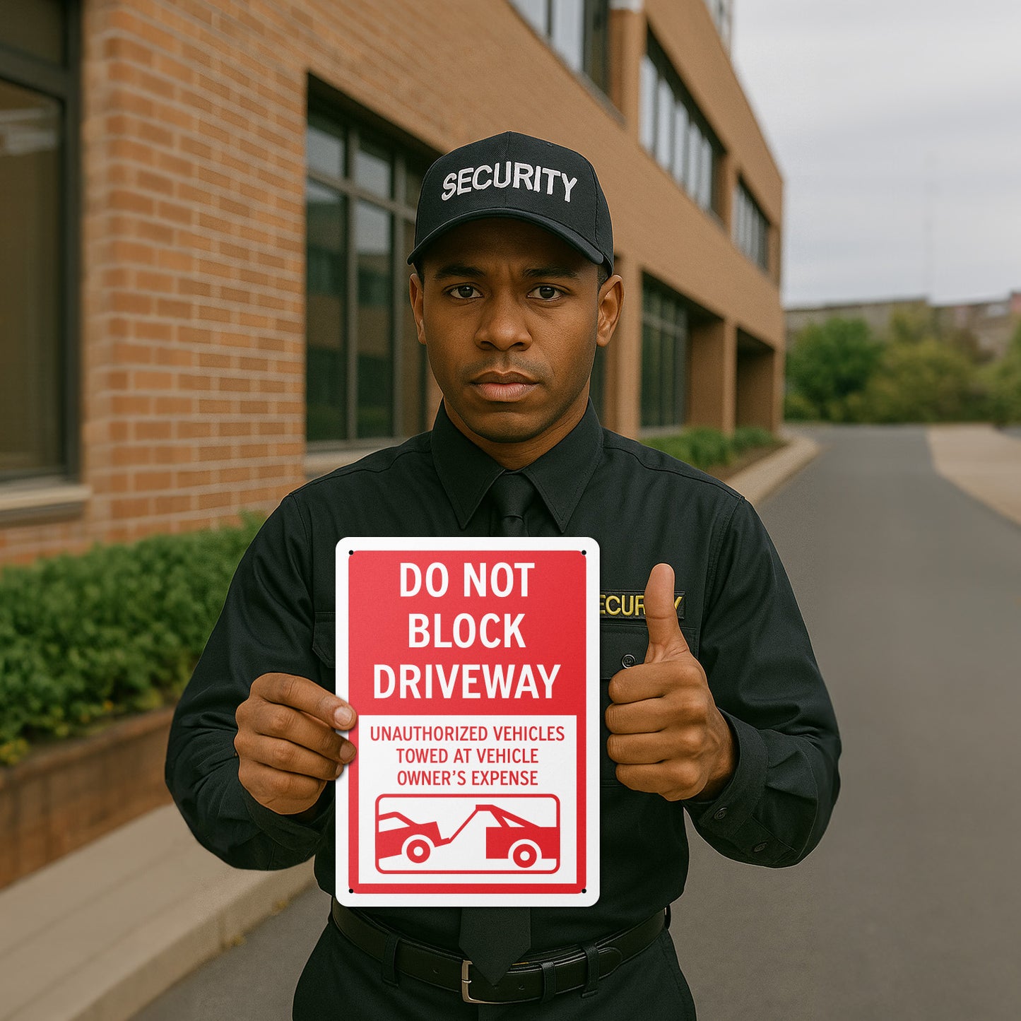 10 x 14in Street Aluminum Signs: Do Not Block Driveway Red Warning (Corner Mount)