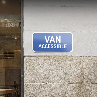 12 x 6in Parking Sign: Van Accessible ADA Compliant Aluminum Reflective