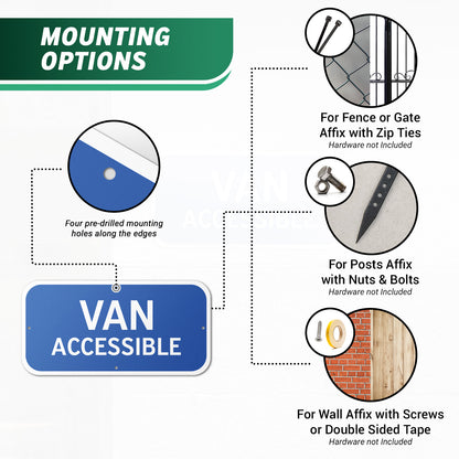 12 x 6in Parking Sign: Van Accessible ADA Compliant Aluminum Reflective