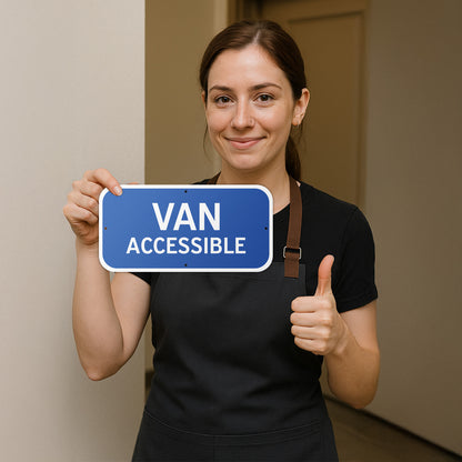12 x 6in Parking Sign: Van Accessible ADA Compliant Aluminum Reflective