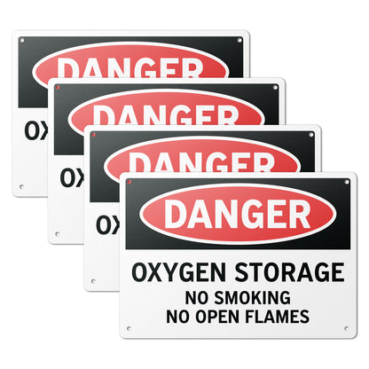 10 x 7in Aluminum Sign: Danger Oxygen Storage Warning