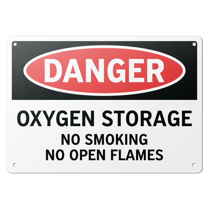10 x 7in Aluminum Sign: Danger Oxygen Storage Warning