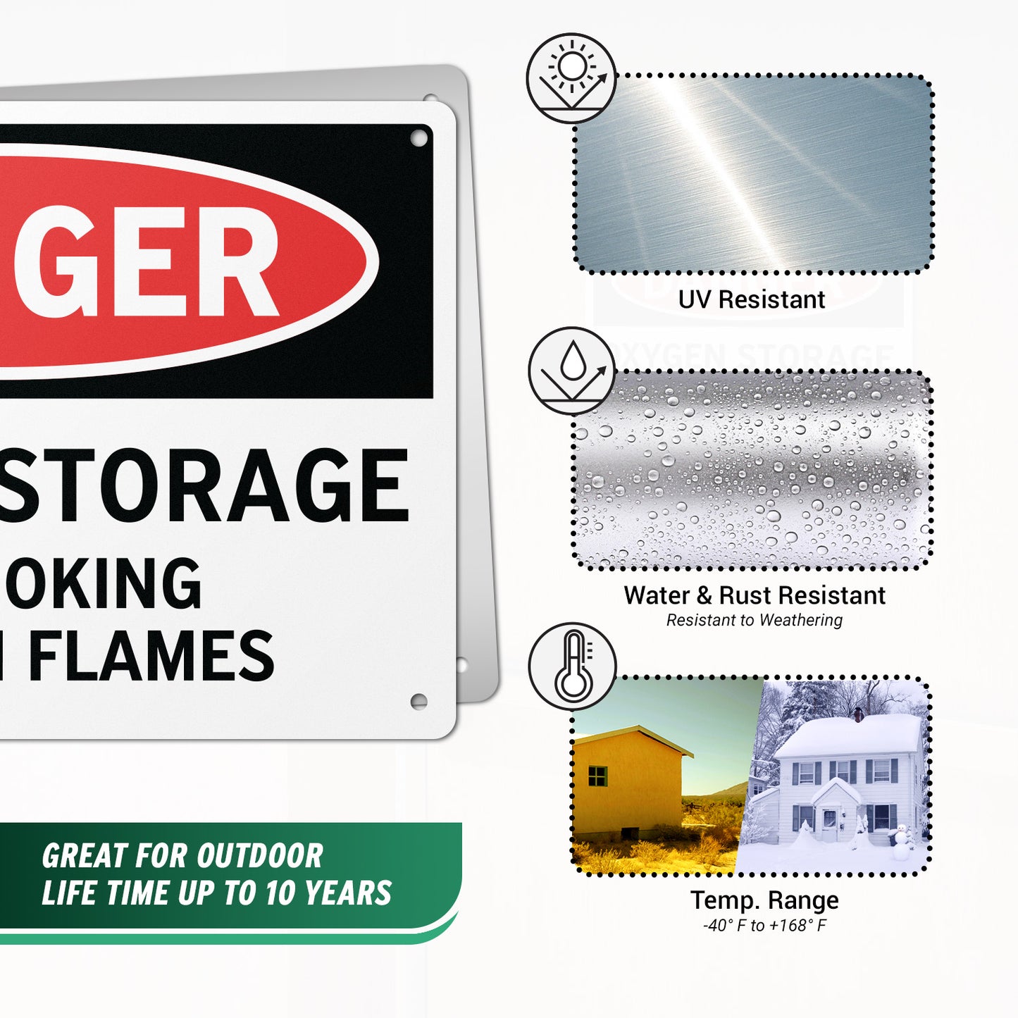 10 x 7in Aluminum Sign: Danger Oxygen Storage Warning