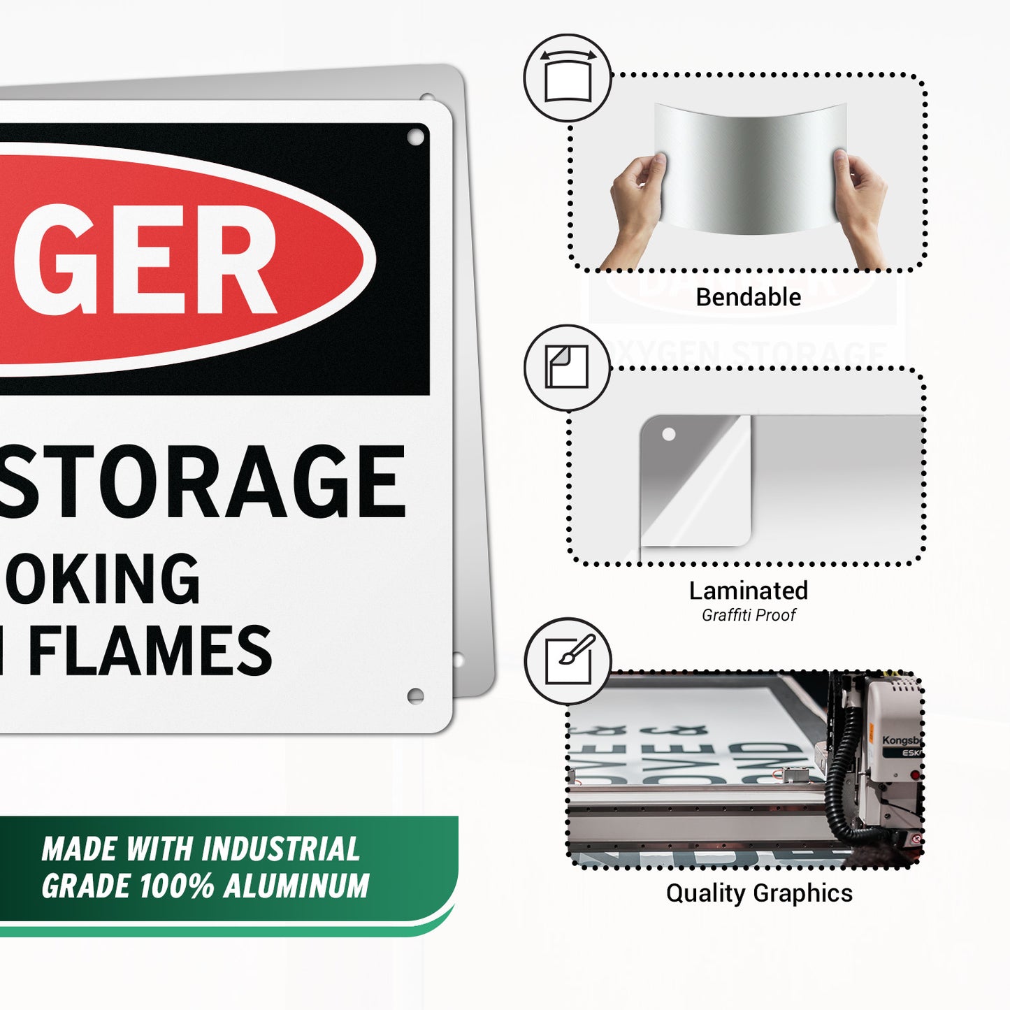 10 x 7in Aluminum Sign: Danger Oxygen Storage Warning