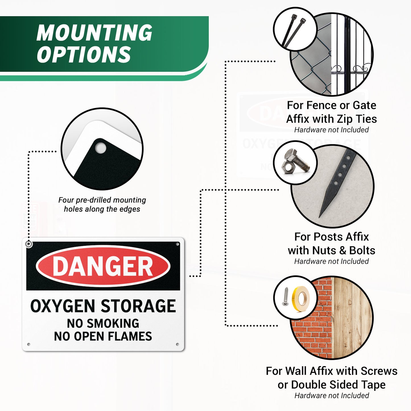 10 x 7in Aluminum Sign: Danger Oxygen Storage Warning