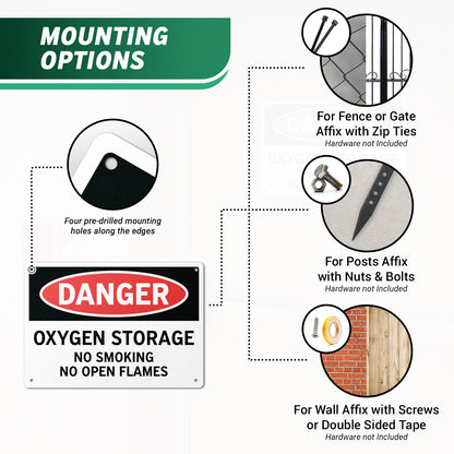 10 x 7in Aluminum Sign: Danger Oxygen Storage Warning