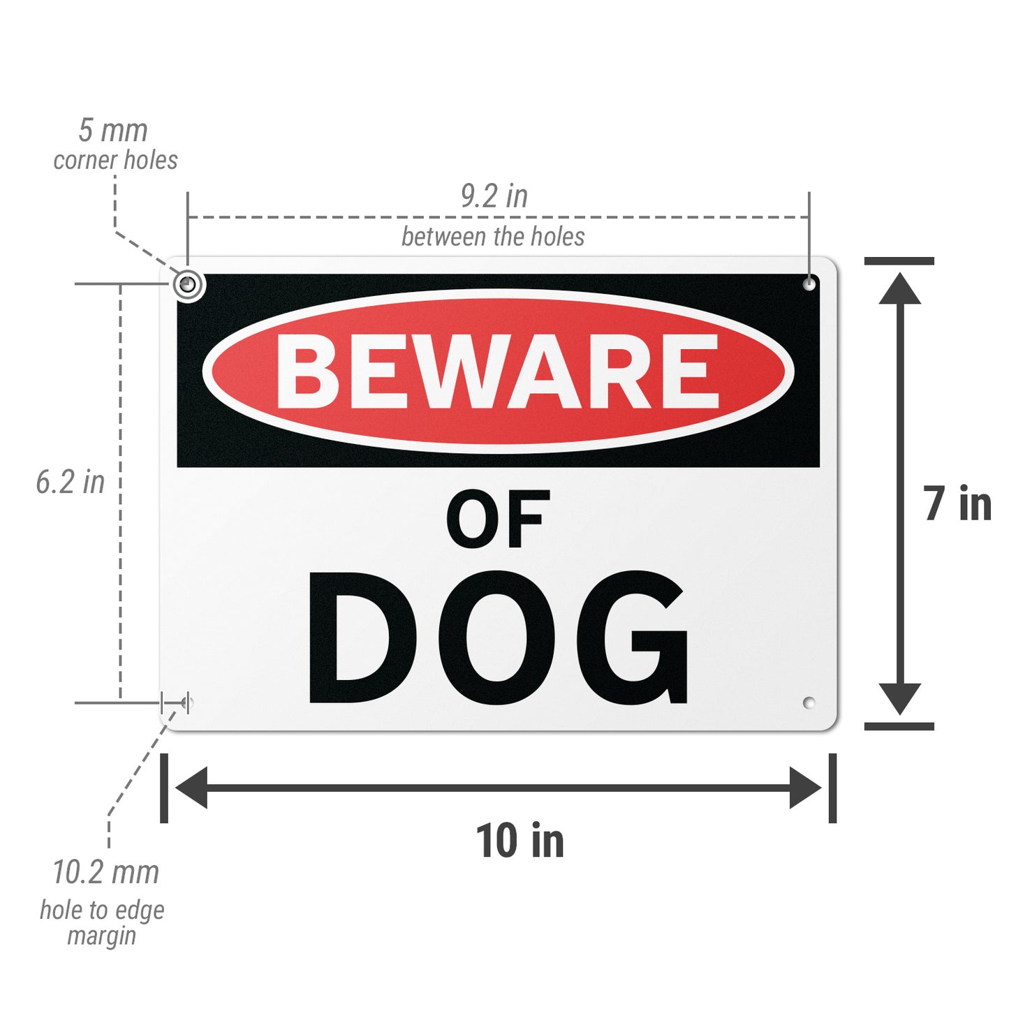 10 x 7in Aluminum Yard Sign: Beware Of Dog
