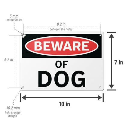 10 x 7in Aluminum Yard Sign: Beware Of Dog