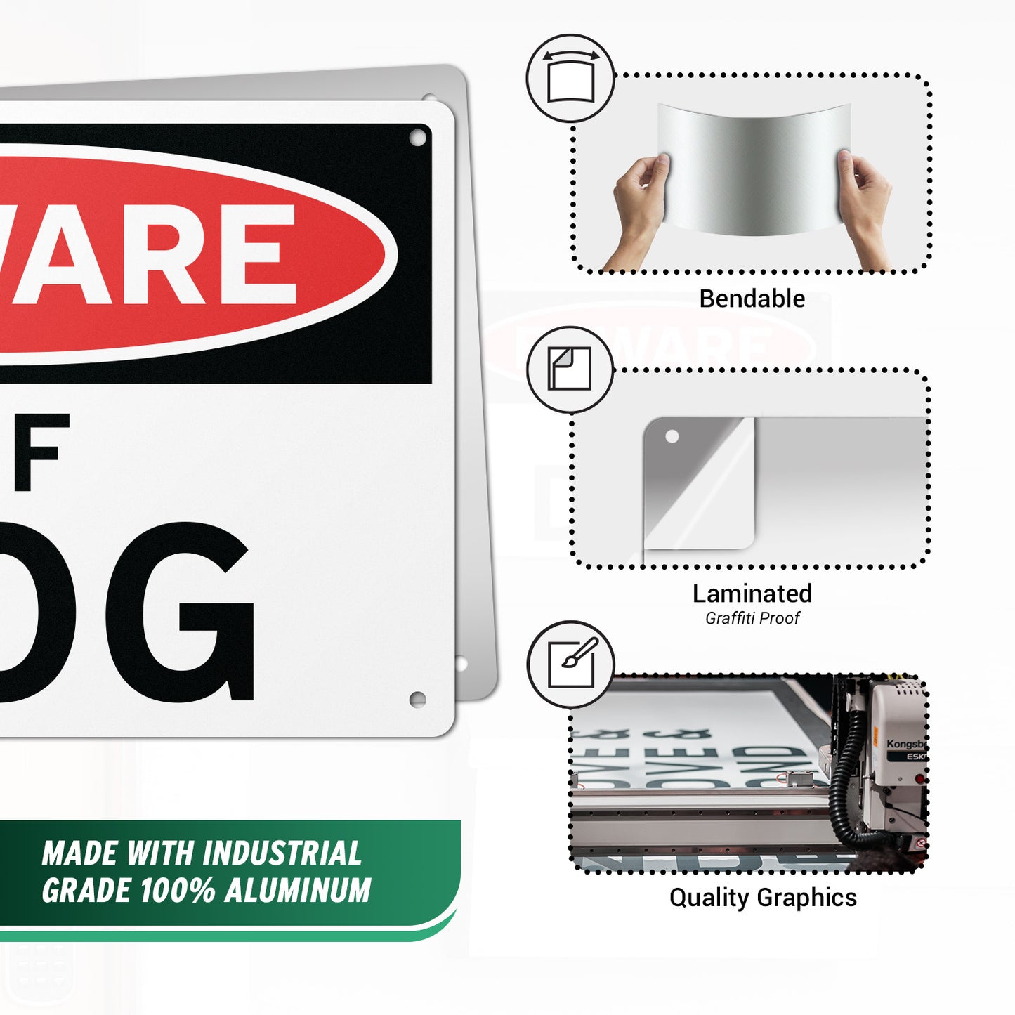 10 x 7in Aluminum Yard Sign: Beware Of Dog