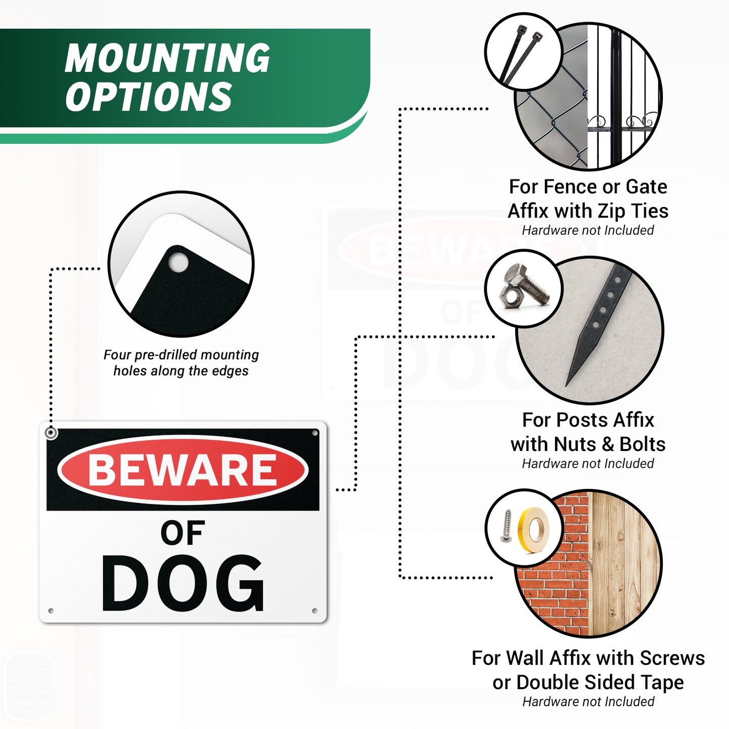 10 x 7in Aluminum Yard Sign: Beware Of Dog