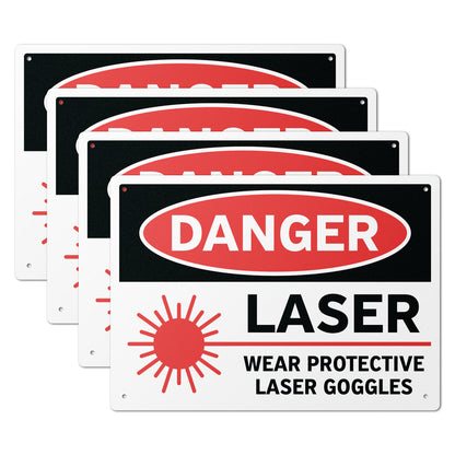 14 x 10in Safety Sign: Danger Laser Wear Protective Goggles