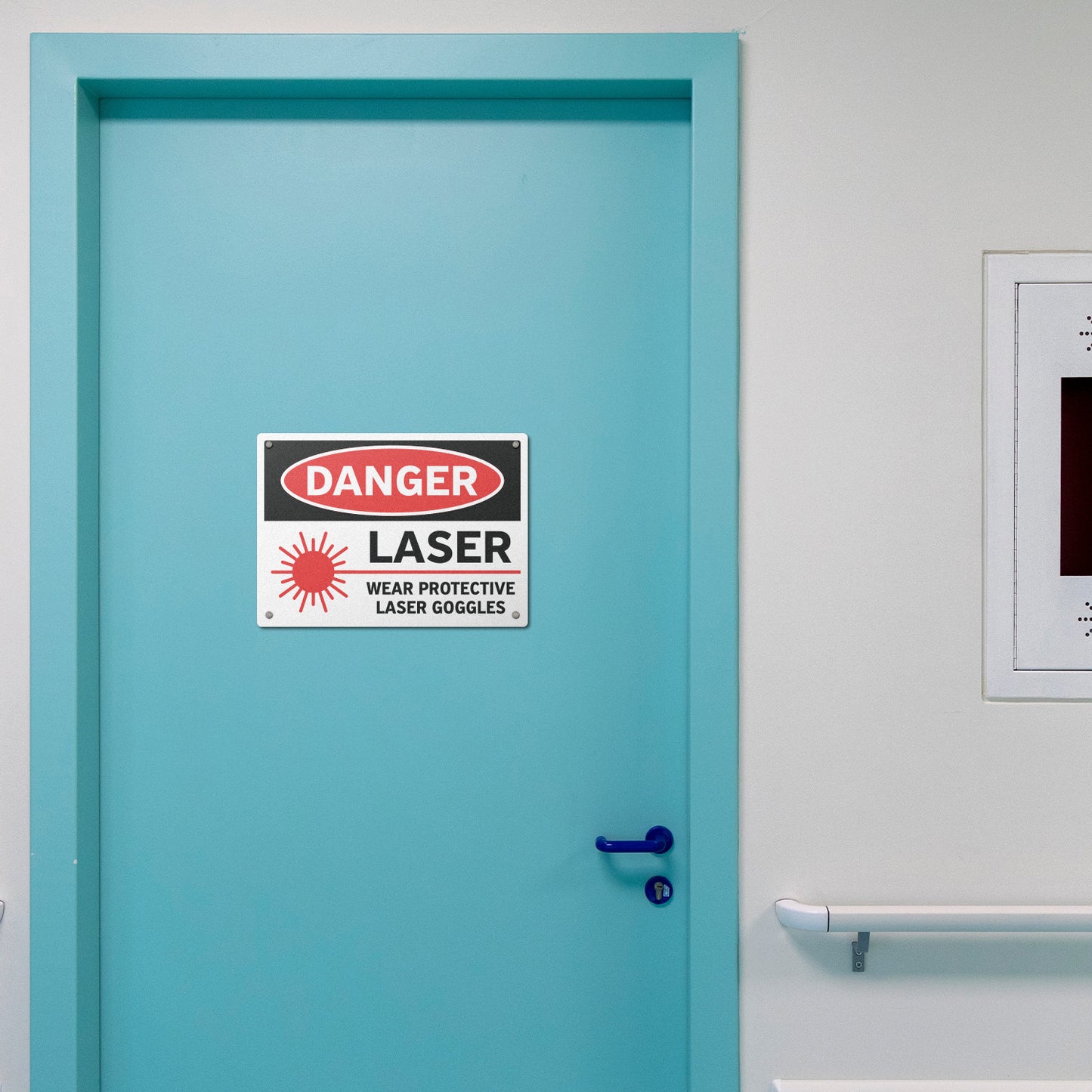 14 x 10in Safety Sign: Danger Laser Wear Protective Goggles
