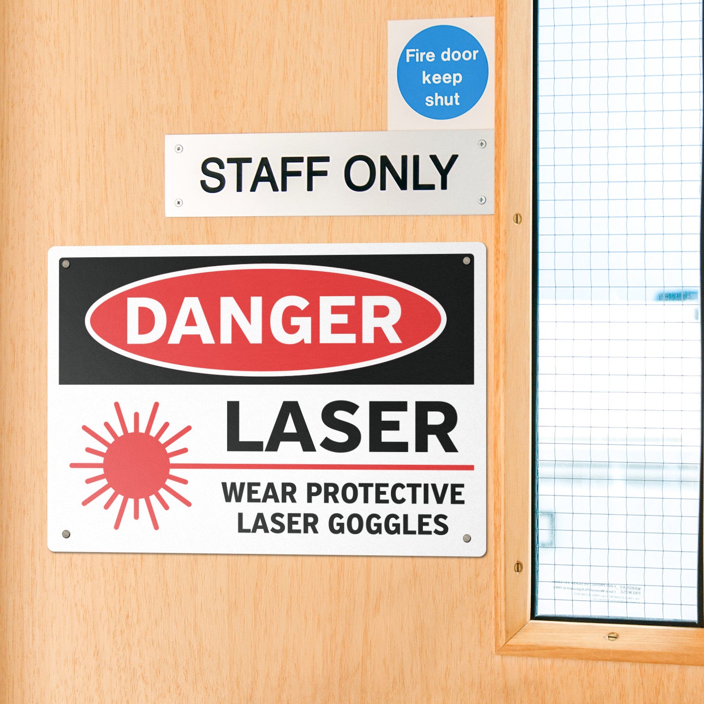 14 x 10in Safety Sign: Danger Laser Wear Protective Goggles