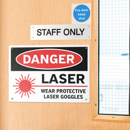 14 x 10in Safety Sign: Danger Laser Wear Protective Goggles