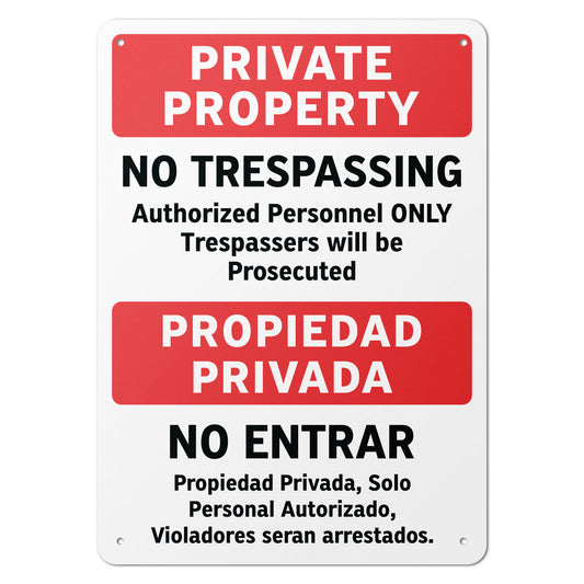 10 x 14in Private Property No Trespassing Aluminum Sign