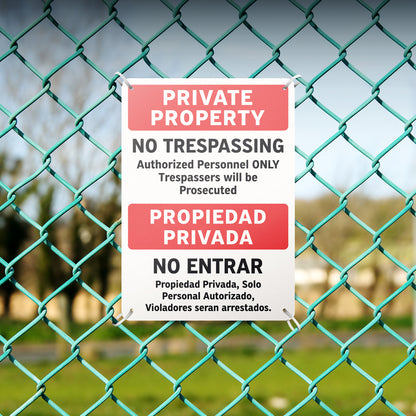 10 x 14in Private Property No Trespassing Aluminum Sign