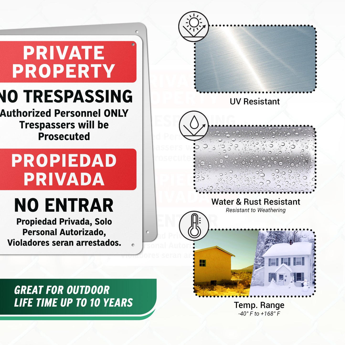 10 x 14in Private Property No Trespassing Aluminum Sign