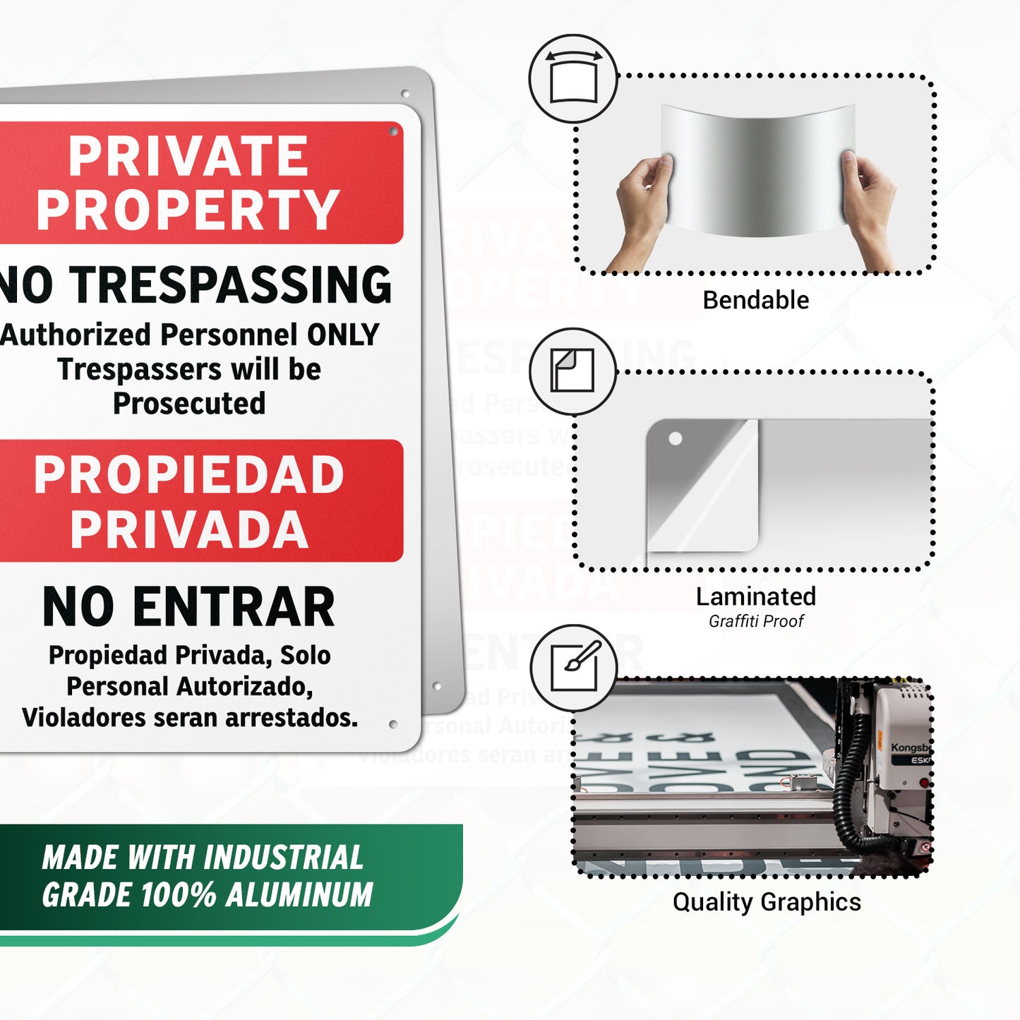 10 x 14in Private Property No Trespassing Aluminum Sign