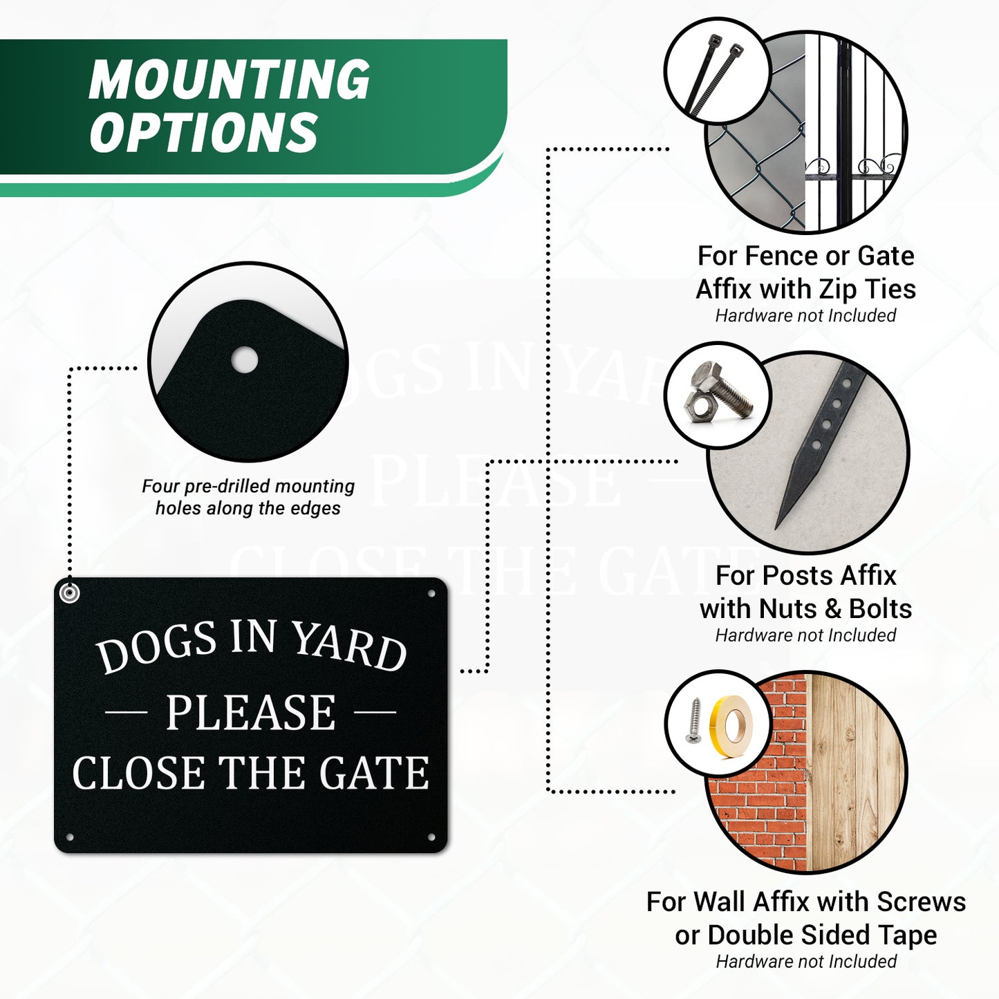 10 x 7in Dogs In Yard Sign: Please Close The Gate