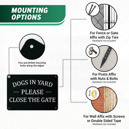 10 x 7in Dogs In Yard Sign: Please Close The Gate