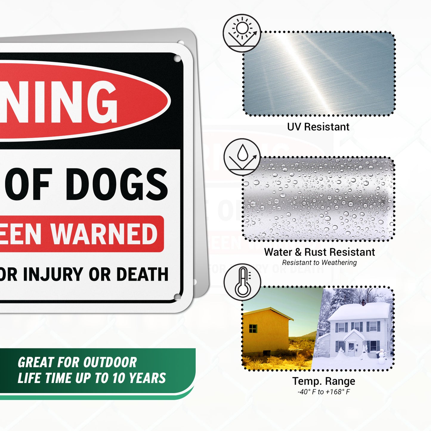 10 x 7in Yard Sign: Warning Beware of Dogs You Have Been Warned