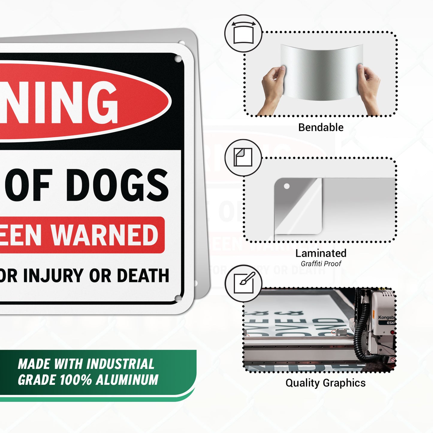 10 x 7in Yard Sign: Warning Beware of Dogs You Have Been Warned