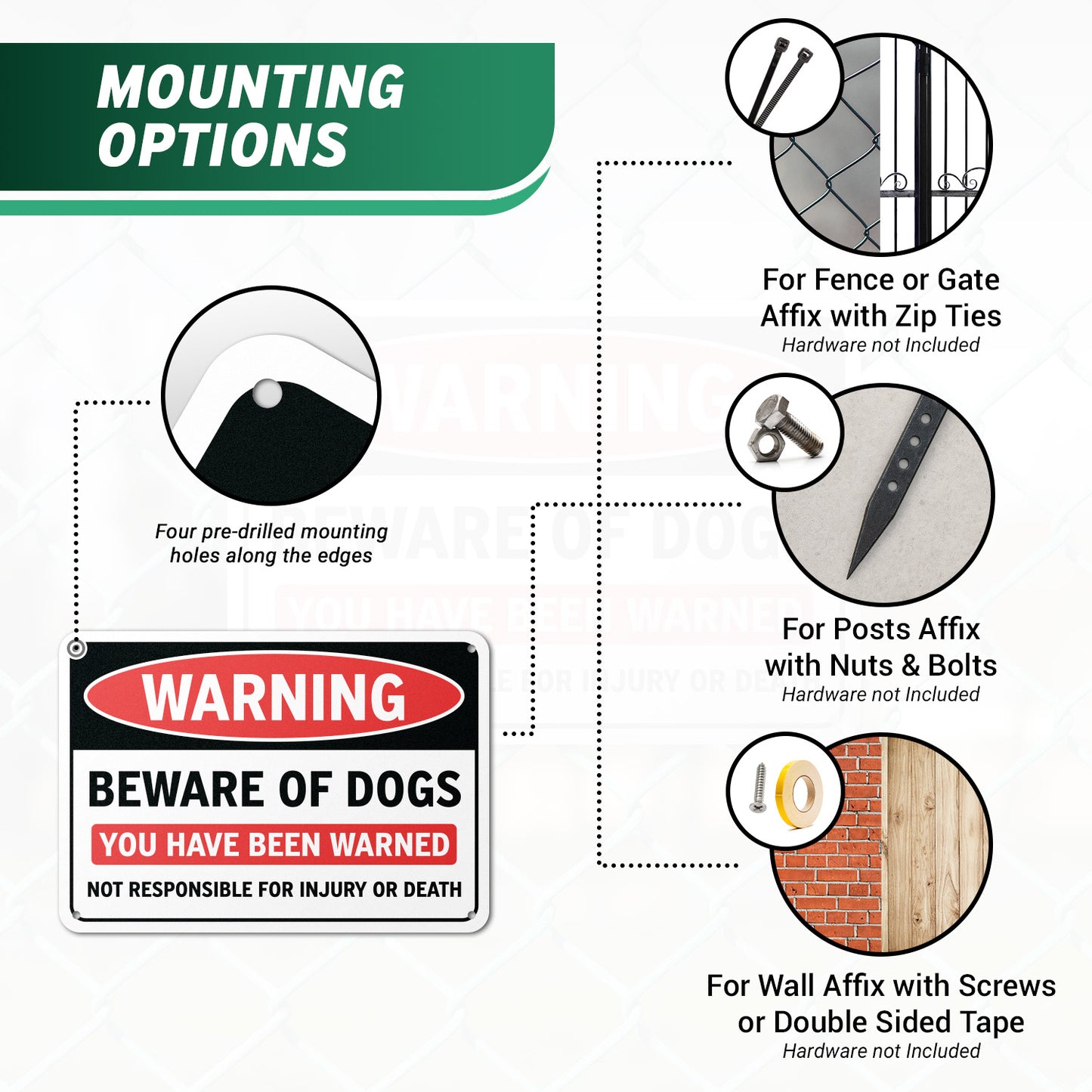 10 x 7in Yard Sign: Warning Beware of Dogs You Have Been Warned