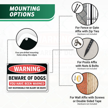 10 x 7in Yard Sign: Warning Beware of Dogs You Have Been Warned